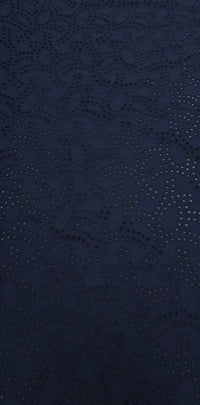 Embroidered Cotton Blend Navy Swirl