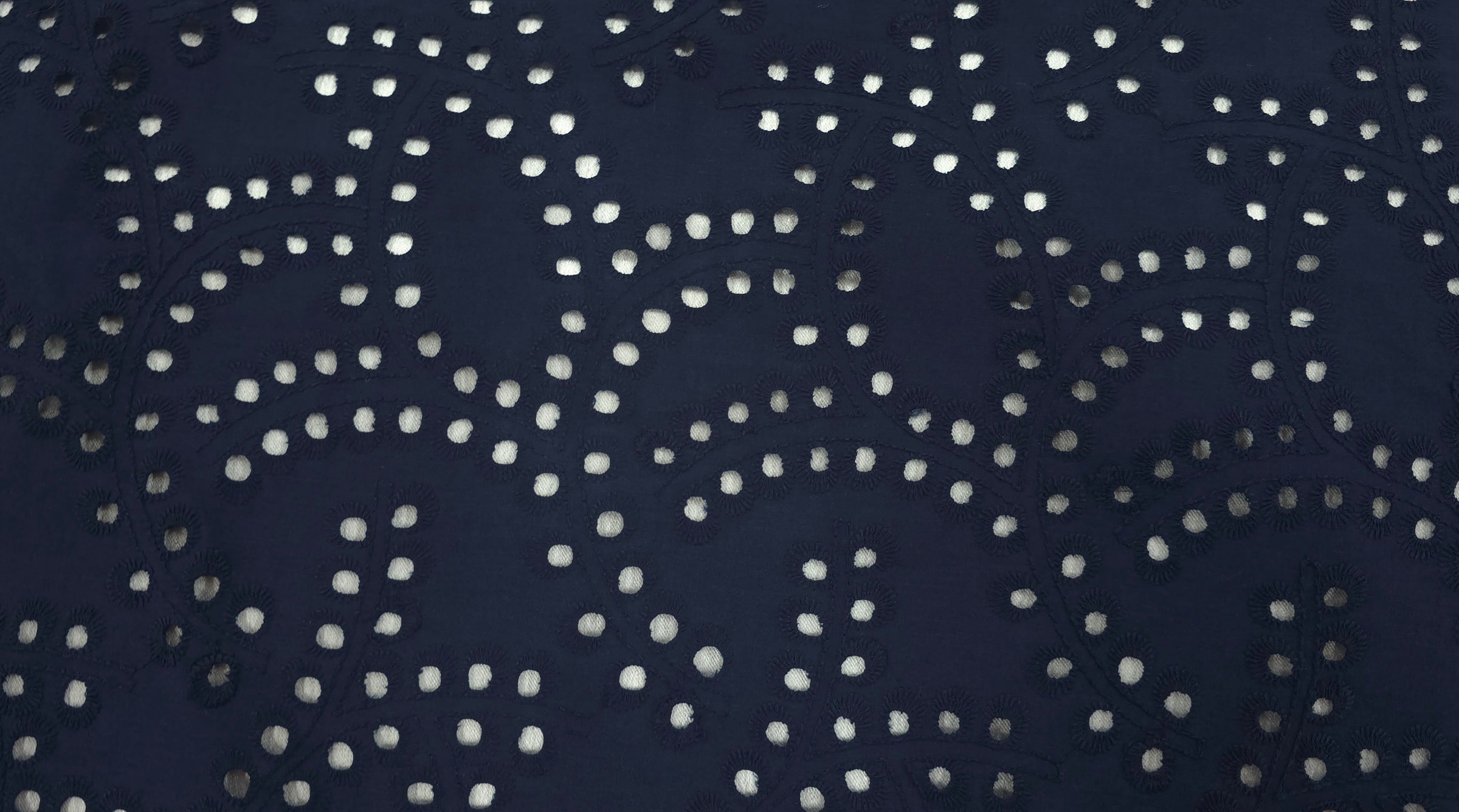Embroidered Cotton Blend Navy Swirl