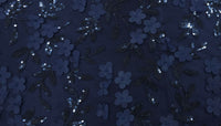 Sequinned 3D Floral Lace Navy