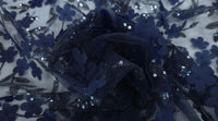 Sequinned 3D Floral Lace Navy