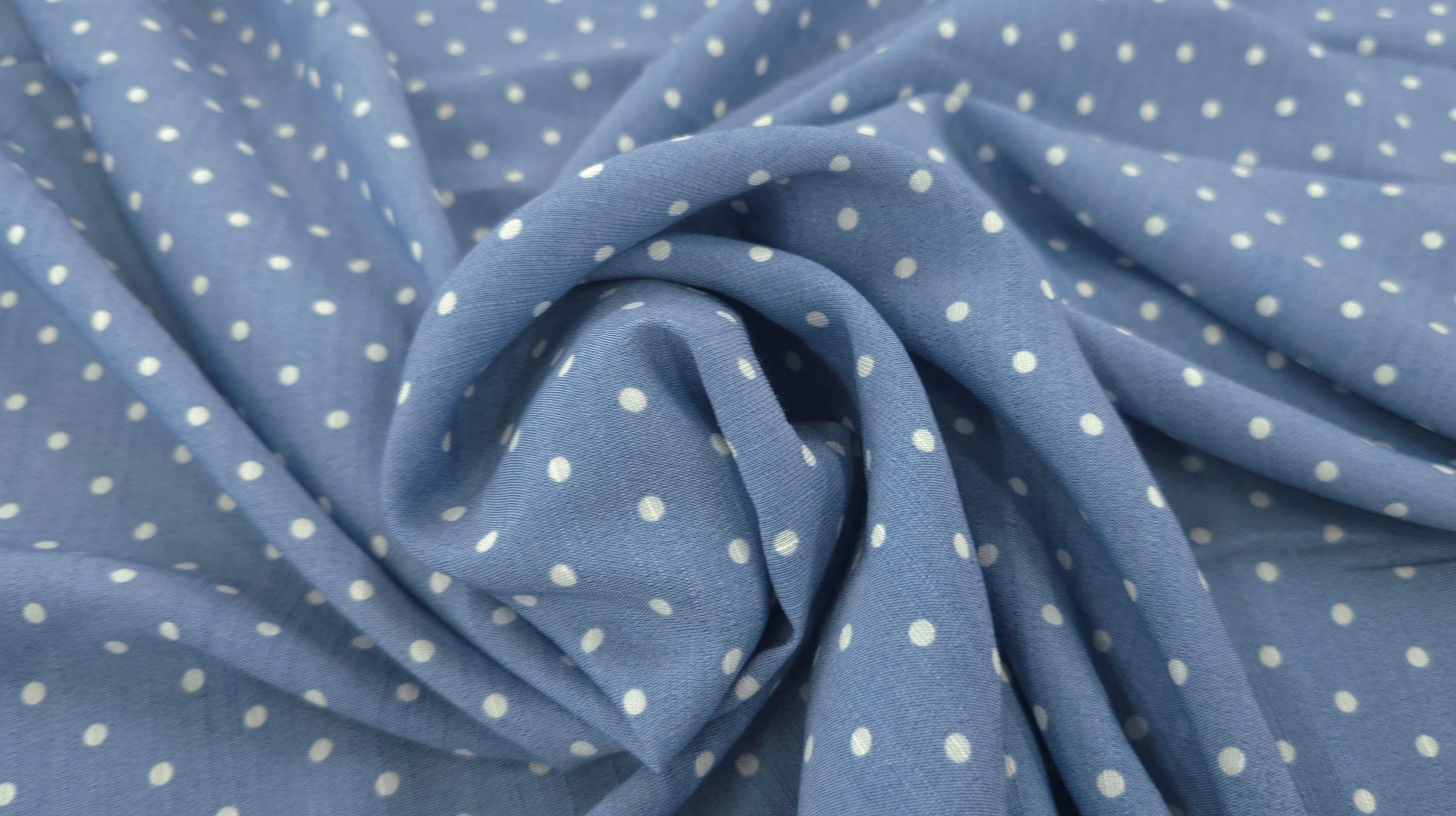 Printed Rayon Blend Blue Polka