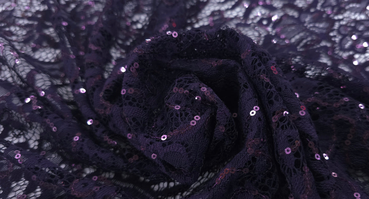 Sequinned Lace Plum Memories