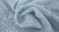 Embroidered Lace Dusty Blue Posies
