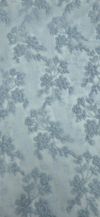 Embroidered Lace Dusty Blue Posies
