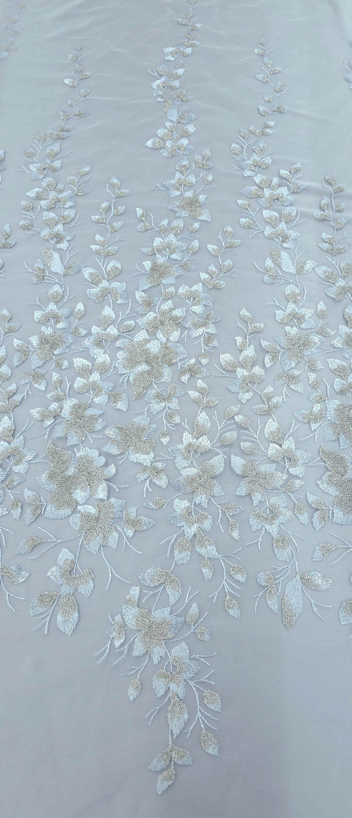 Embroidered Sequinned Tulle Floral Vines