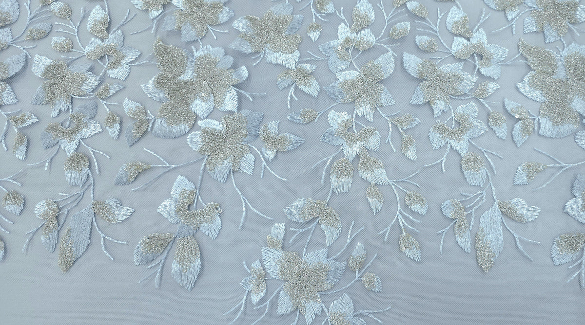 Embroidered Sequinned Tulle Floral Vines