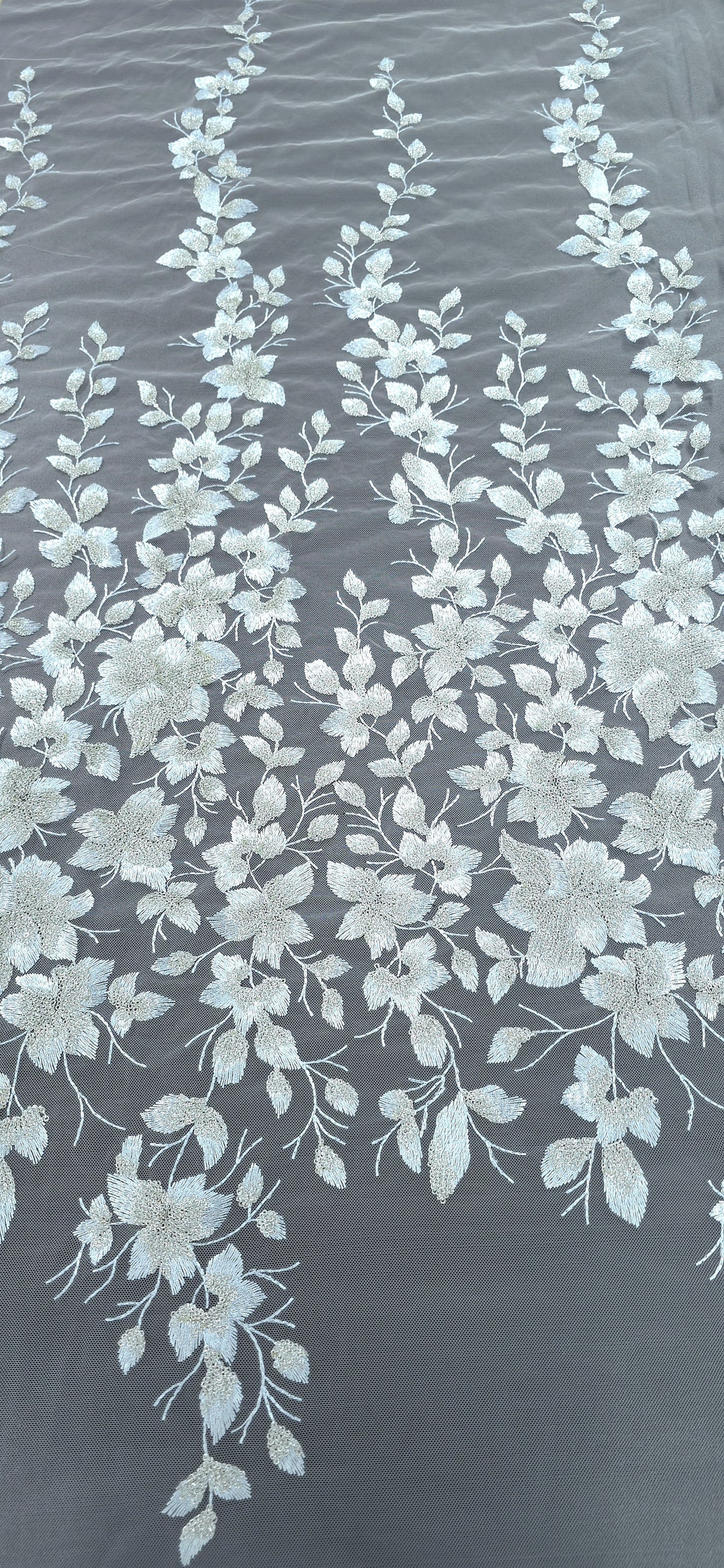 Embroidered Sequinned Tulle Floral Vines