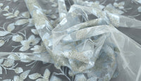 Embroidered Sequinned Tulle Floral Vines
