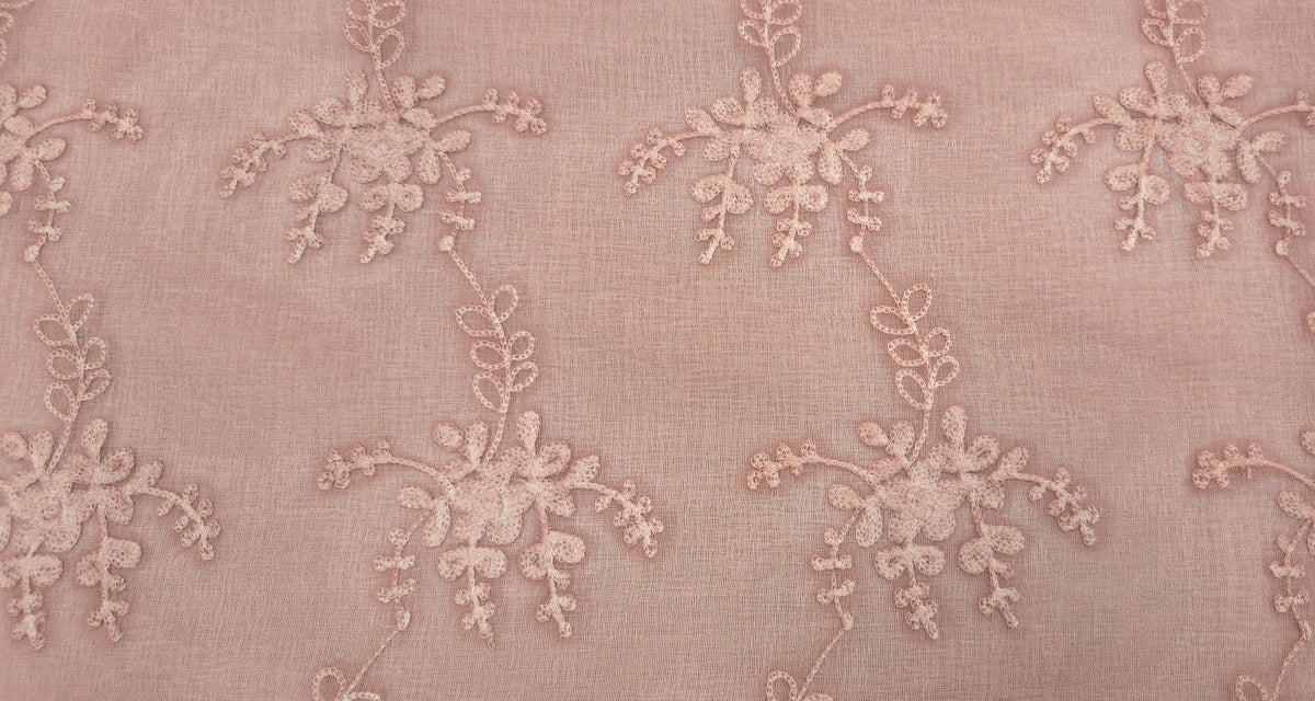 Embroidered Organdy Pink Garden