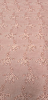 Embroidered Organdy Pink Garden