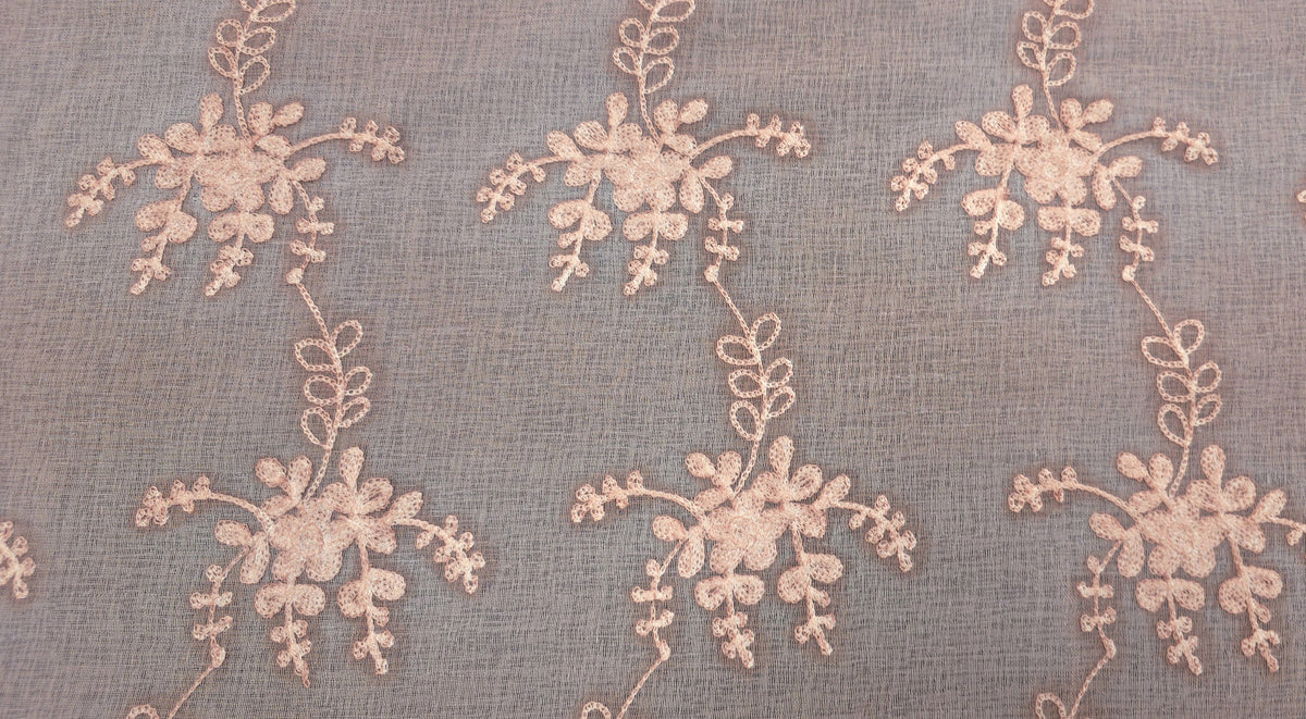 Embroidered Organdy Pink Garden