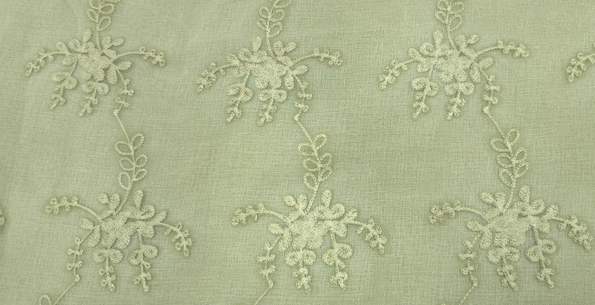 Embroidered Organdy Green Garden