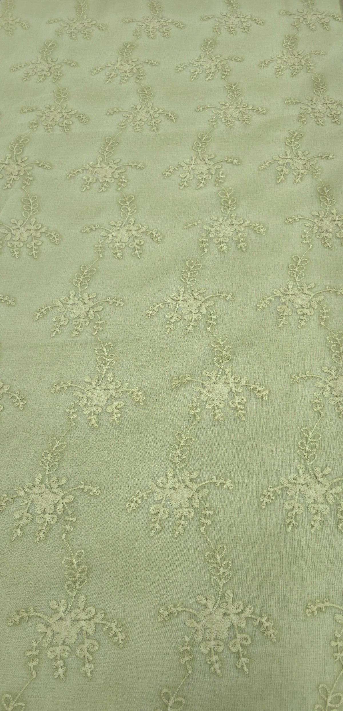 Embroidered Organdy Green Garden