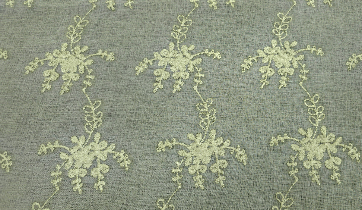 Embroidered Organdy Green Garden