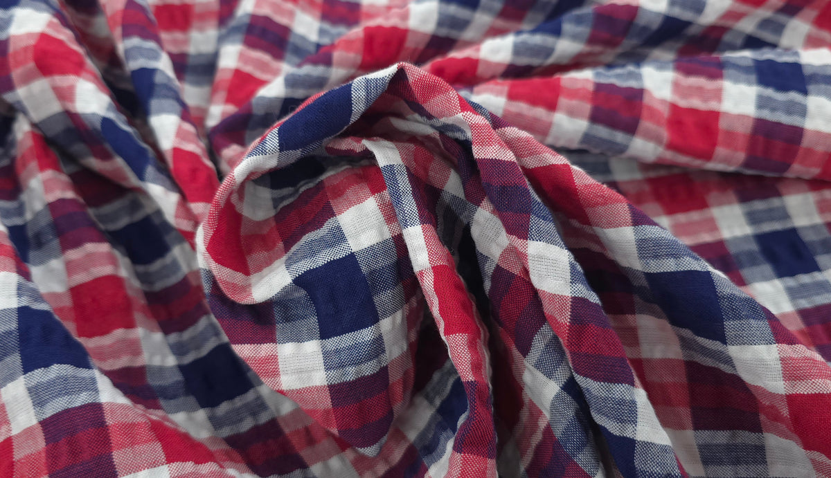 Poly Cotton Seersucker Check