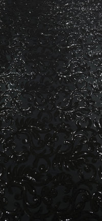 Sequinned Stretch Mesh Floral Swirl
