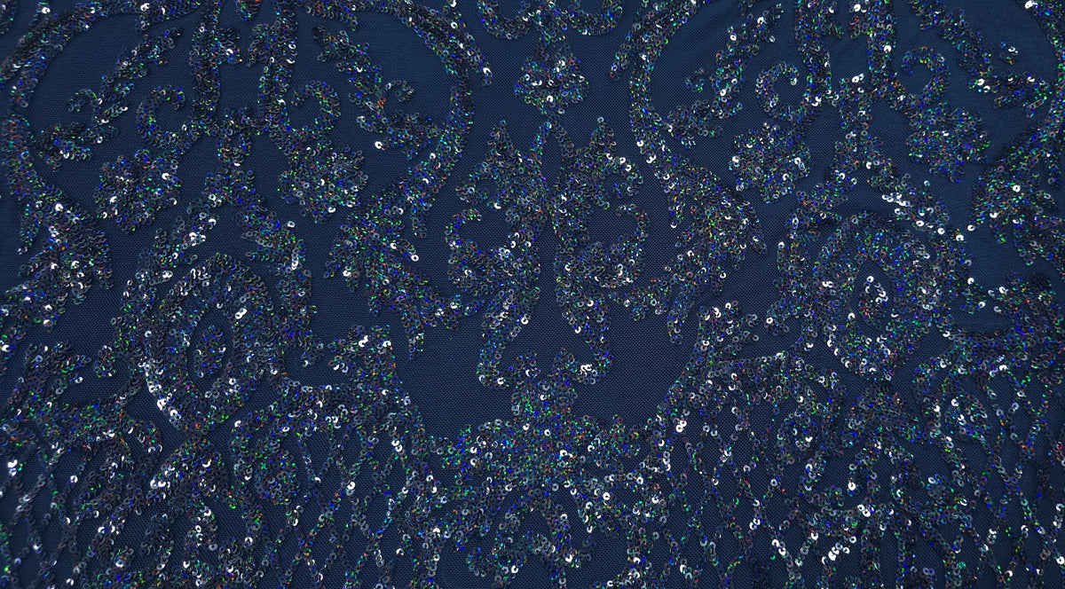 Sequinned Stretch Mesh Marine Fantasia