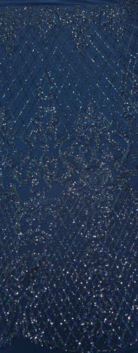 Sequinned Stretch Mesh Marine Fantasia