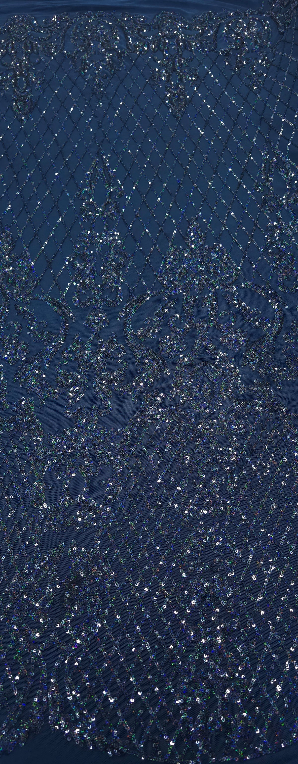 Sequinned Stretch Mesh Marine Fantasia