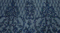 Sequinned Stretch Mesh Marine Fantasia