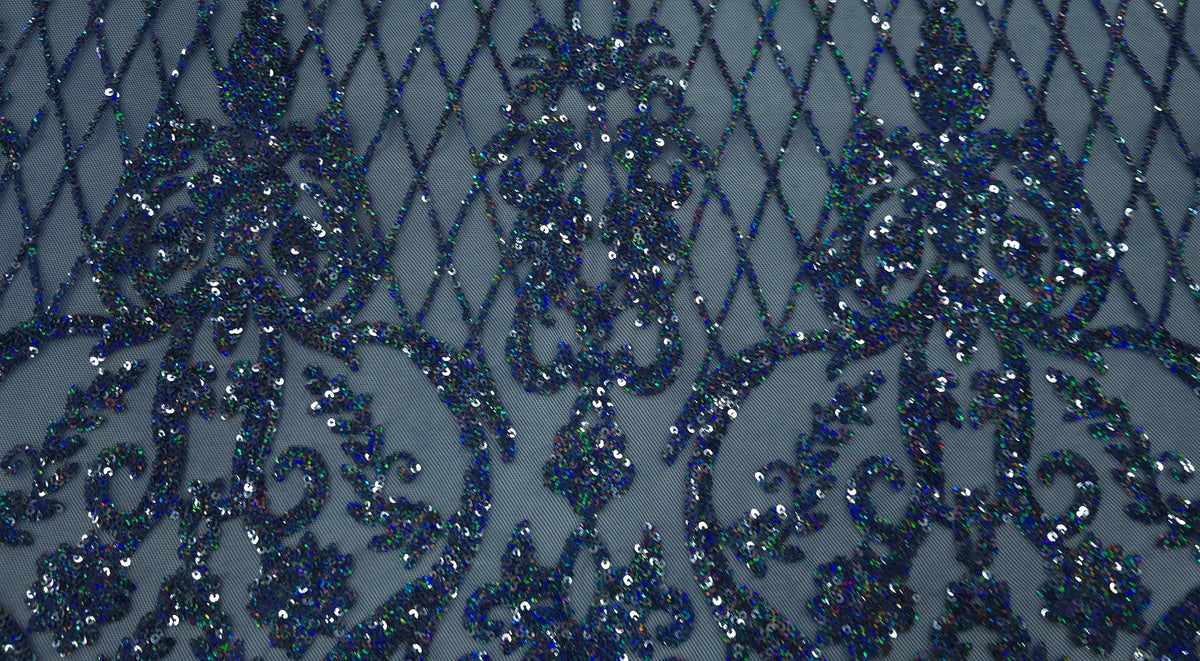 Sequinned Stretch Mesh Marine Fantasia