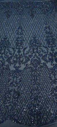 Sequinned Stretch Mesh Marine Fantasia