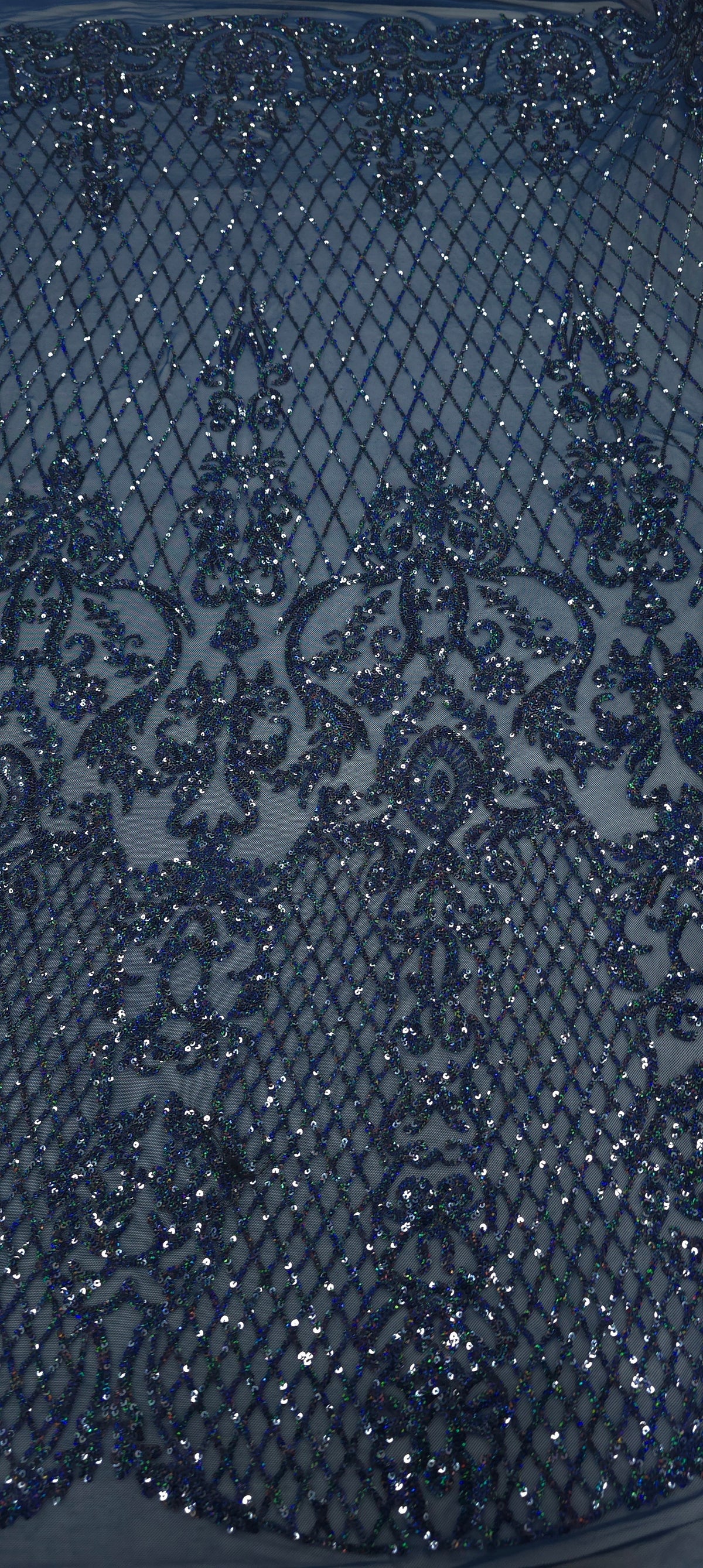 Sequinned Stretch Mesh Marine Fantasia