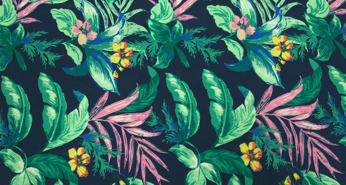 Printed Linen Blend Tropical Paradise