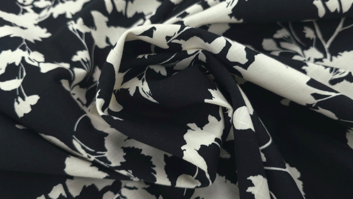 Printed Linen Blend Fanciful Posies