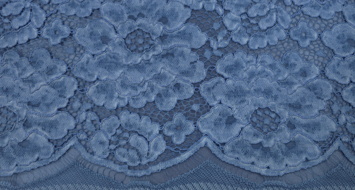 Corded Lace Denim Blooms