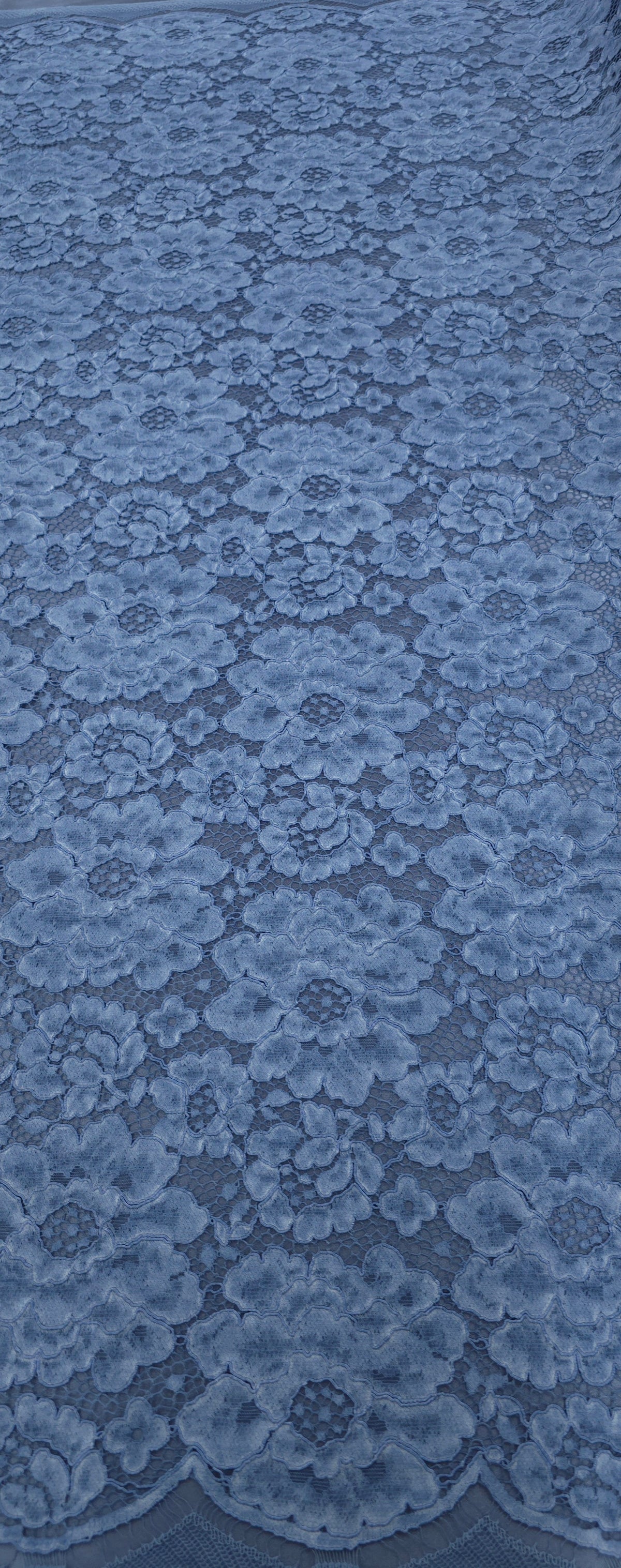 Corded Lace Denim Blooms
