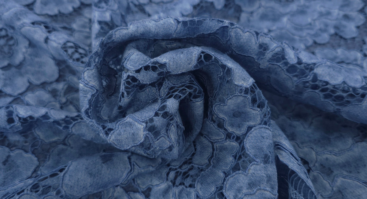 Corded Lace Denim Blooms