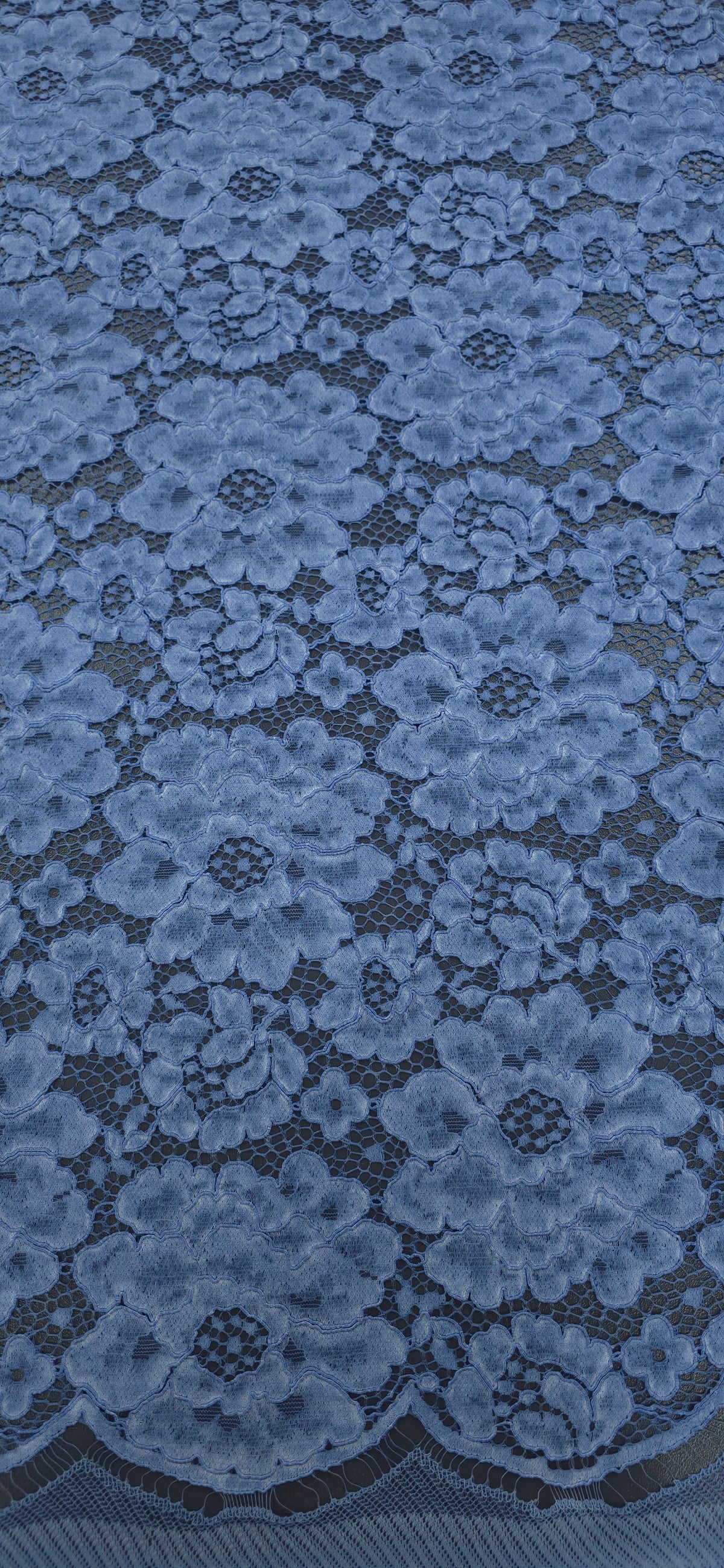 Corded Lace Denim Blooms