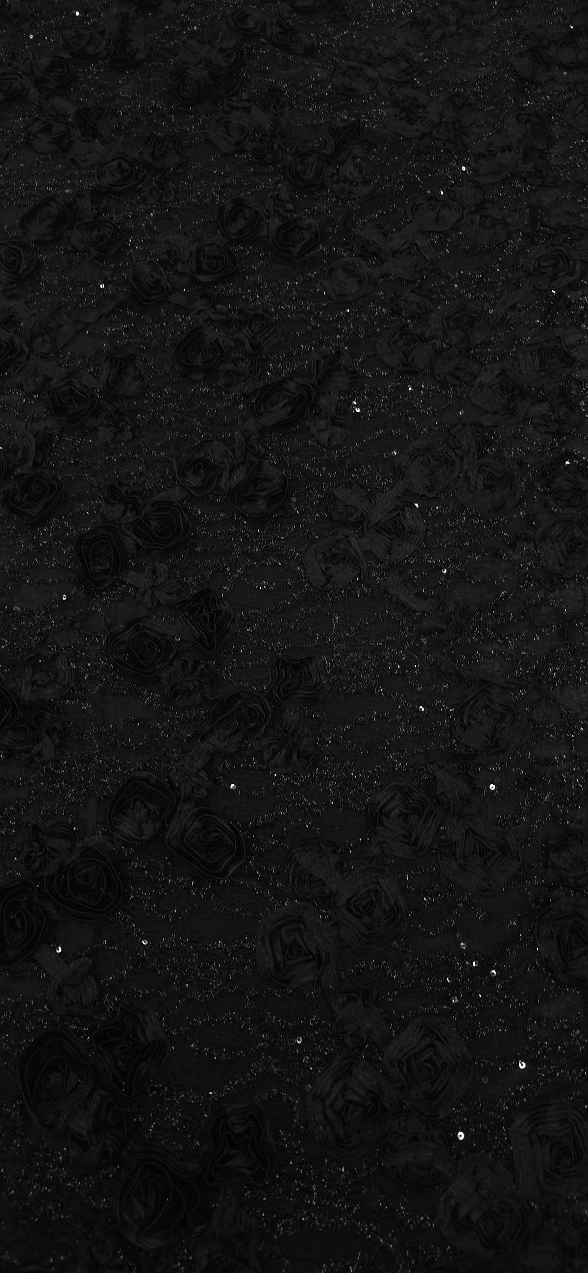 Sequinned 3D Floral Ribbon Lace Black