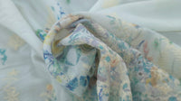 Embroidered Voile Flowering Border Blue