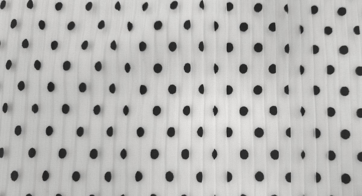Pleated Tulle Velvet Polka