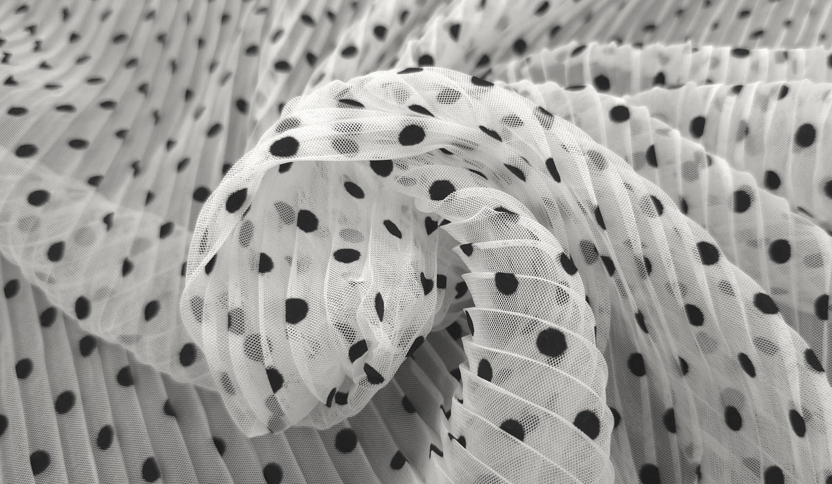 Pleated Tulle Velvet Polka