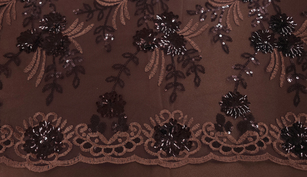 Sequinned Lace Brown Melody