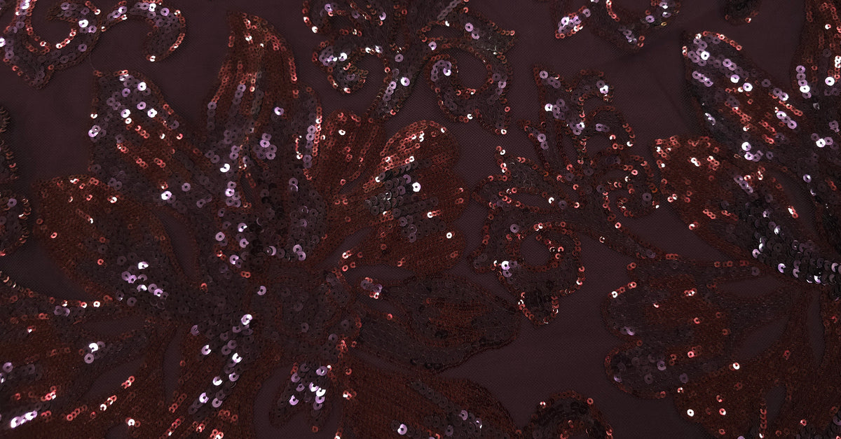 Sequinned Lace Burgundy Regale