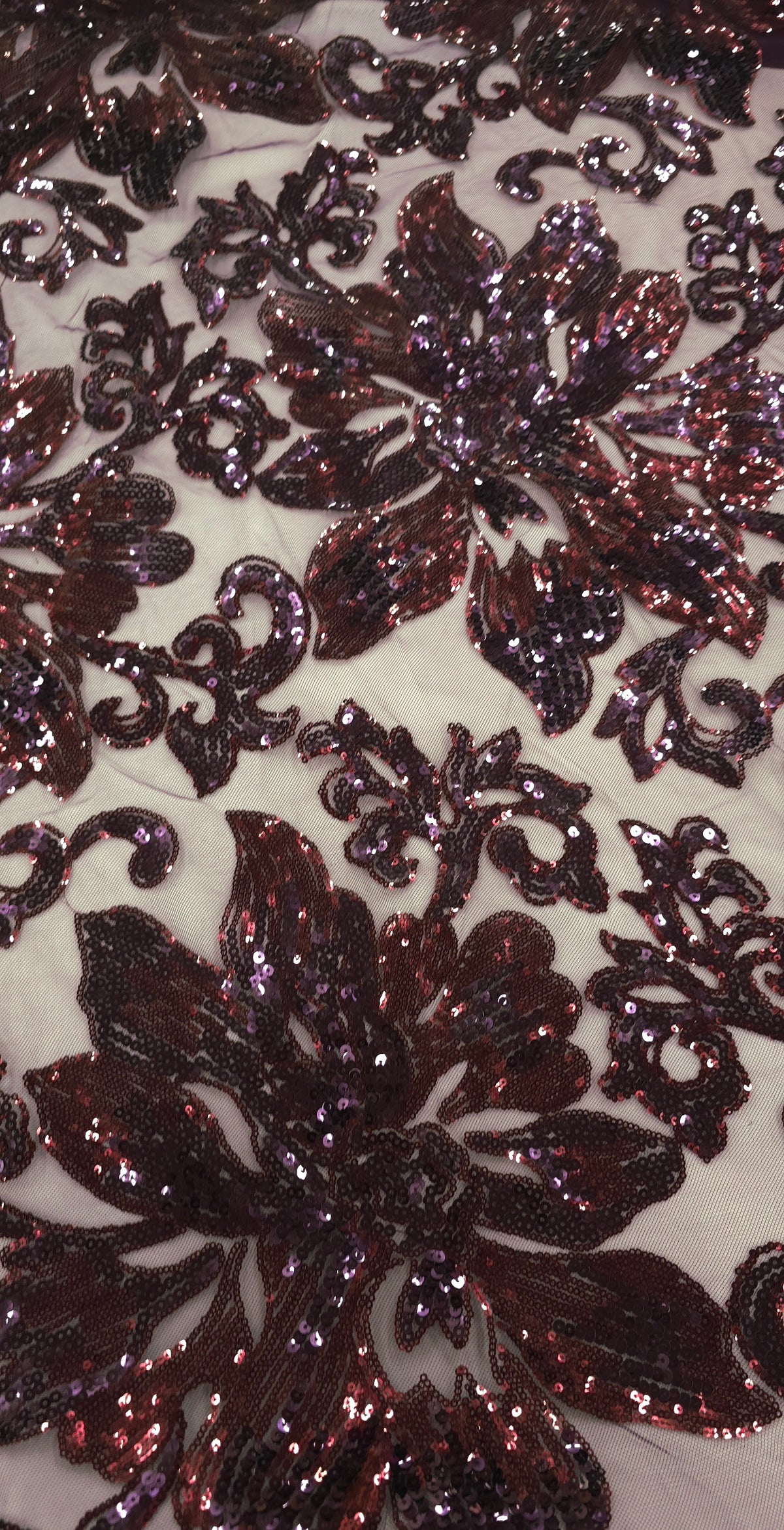 Sequinned Lace Burgundy Regale