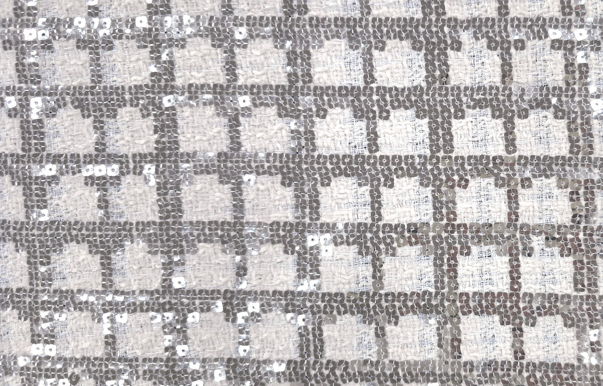 Sequinned Tweed Suiting Ivory