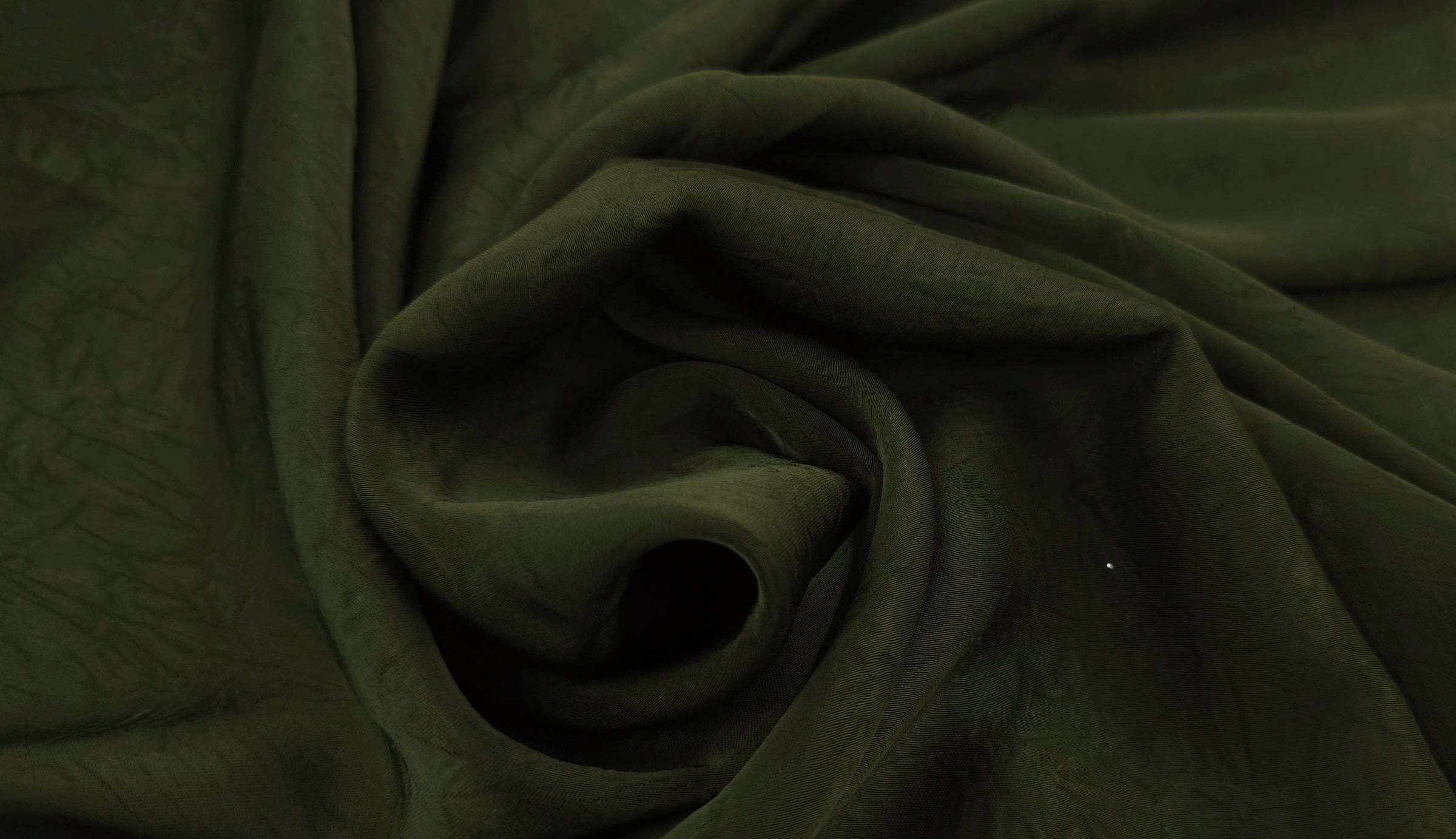 Crinkle Woven Stretch Polyester Dark Olive