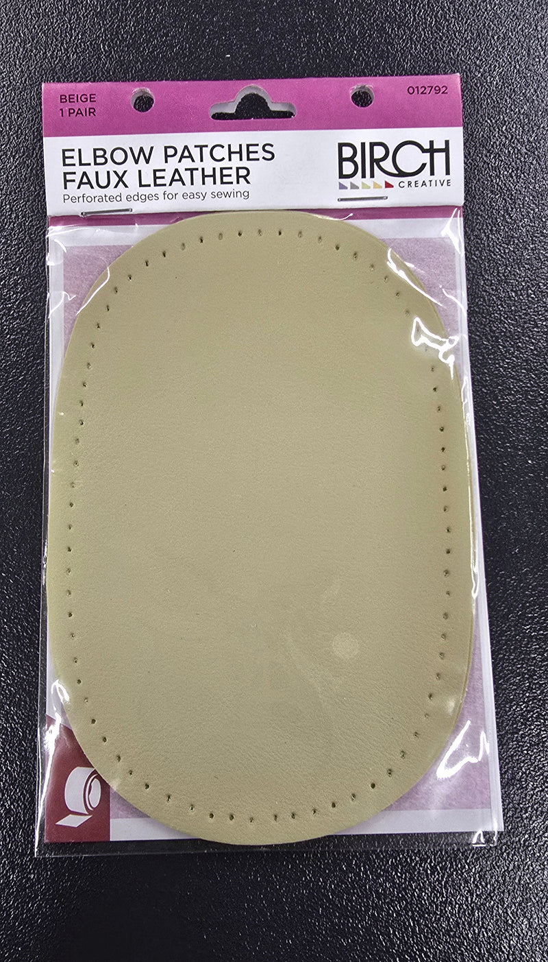 Elbow Patches Faux Leather Beige