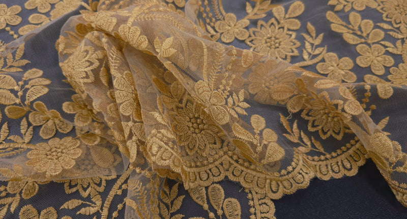 Elegance Embroidered Lace Gold