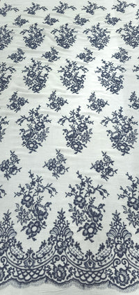 Embroidered Rayon Majestic White Blue
