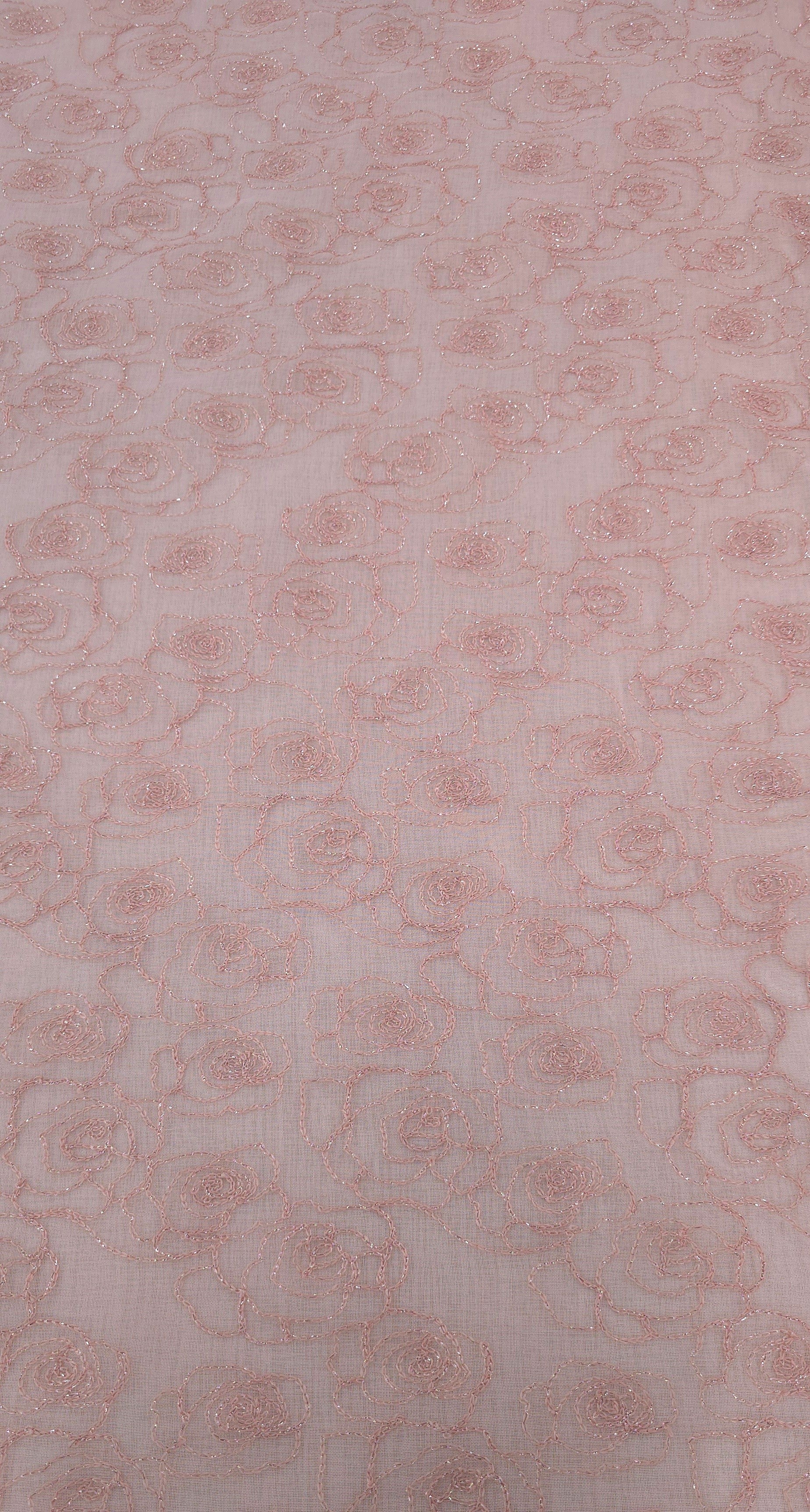 Embroidered Voile Rose Garden