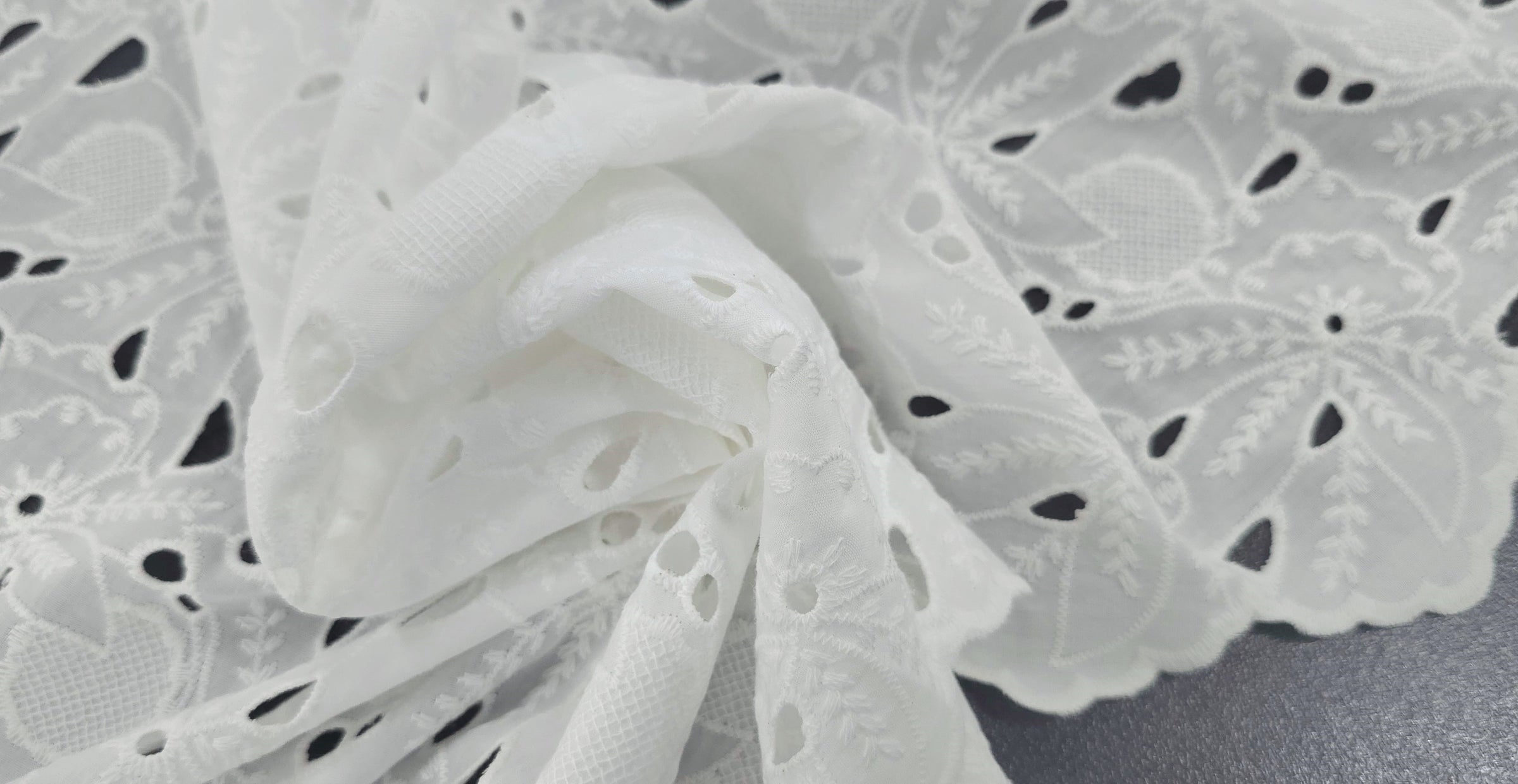 Embroidered Cotton Mystic White