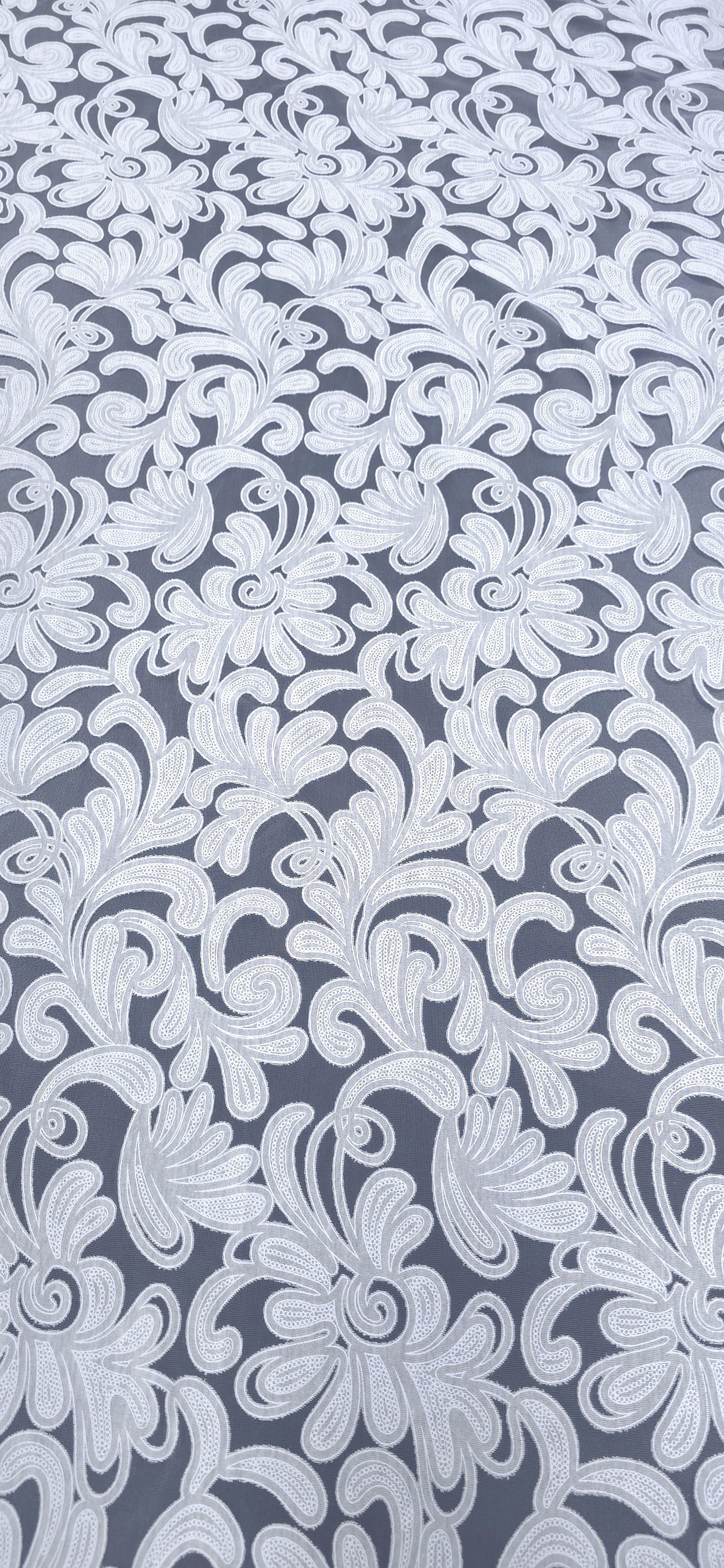 Floral Swirl Lace White