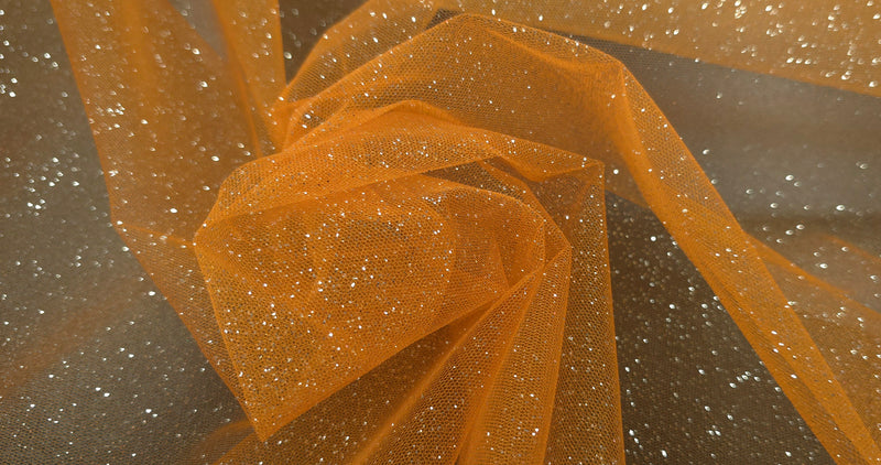 Glitter Tulle Orange Silver