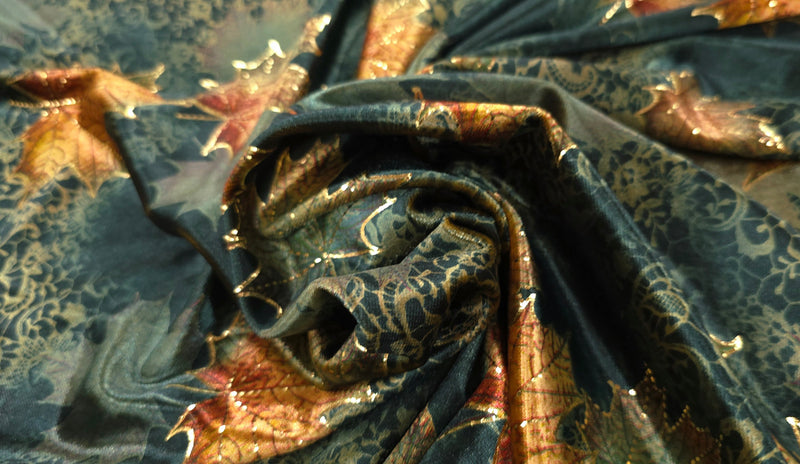 One Way Stretch Velvet Leafy Dream